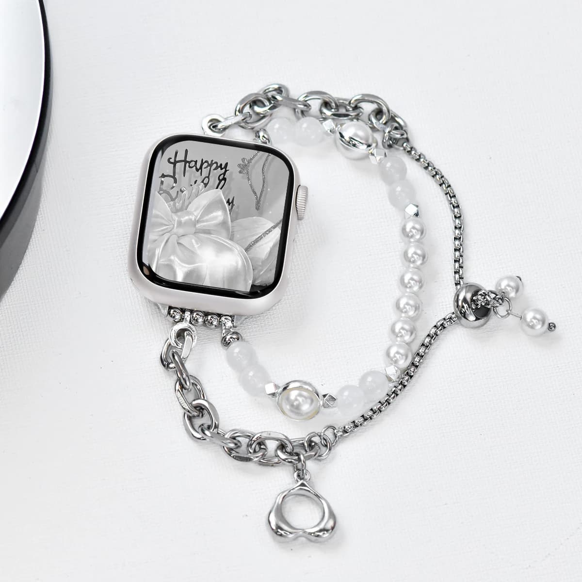 Bracelet en perles pour Apple Watch, S10/11 42mm 46 9 8 7 41/45mm, SE 6 5, bijoux pour dames, pour i