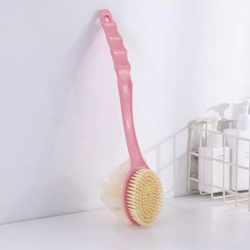 Brosse de bain douce en loofah et en poils naturels pour femmes et hommes - Brosse de douche incurvé