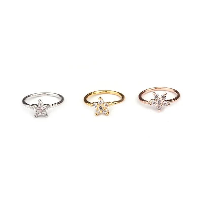 Anneaux de nez en zircone cubique pour femmes, 1 pièce, cerceau de fleur pliable, Tragus, oreille, C