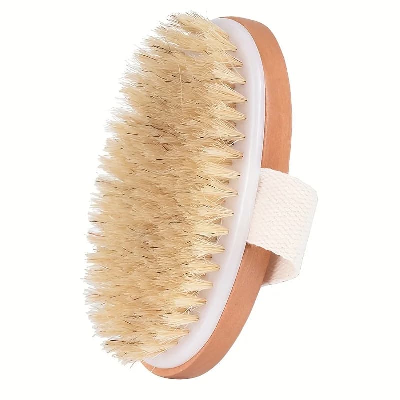 Brosse de douche en bambou avec long manche incurvé, exfoliant pour le dos avec brosse douce pour ho