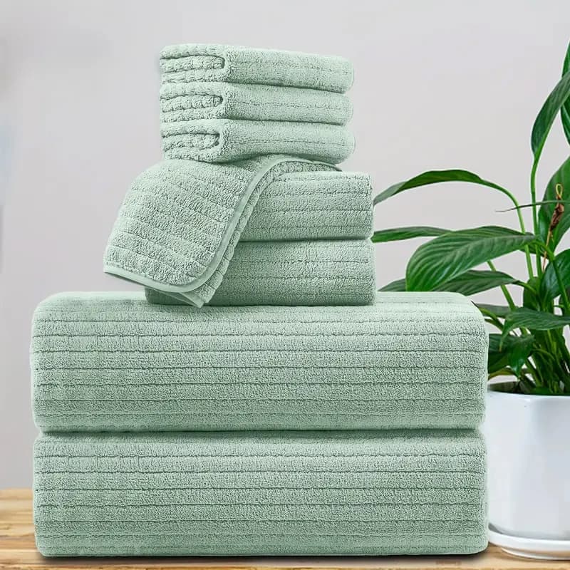 Ensemble de serviettes de bain 8 pièces – 4 débarbouillettes, 2 serviettes pour le visage et 2 servi