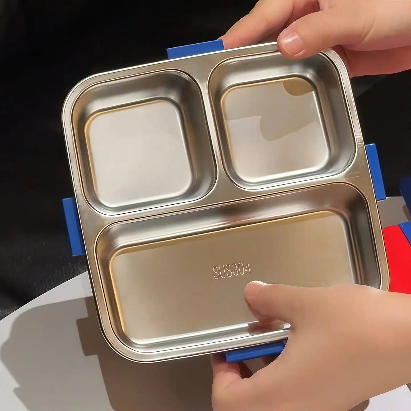 Boîte à lunch portable Mario Cartoon, boîte bento en acier inoxydable 304 avec séparateurs, qualité 