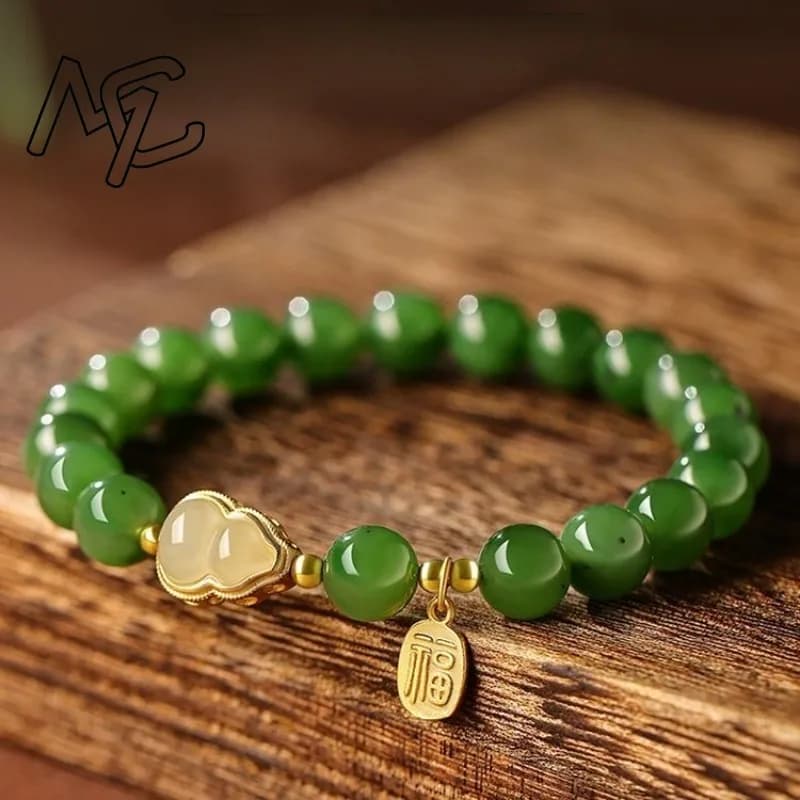 Bracelet en perles de jaspe avec pierres précieuses naturelles, breloques de gourde, amulette élasti
