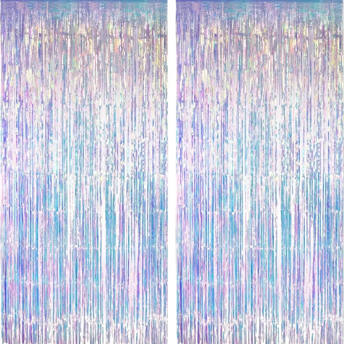 Banderoles de fête arc-en-ciel, toile de fond néon transparente, rideau à pampilles en feuille de gu
