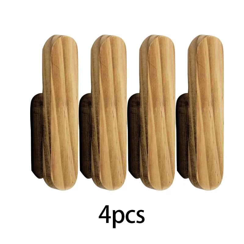 4 crochets muraux rustiques en bois faits à la main, décoratifs, pour manteaux et chapeaux, pour ent