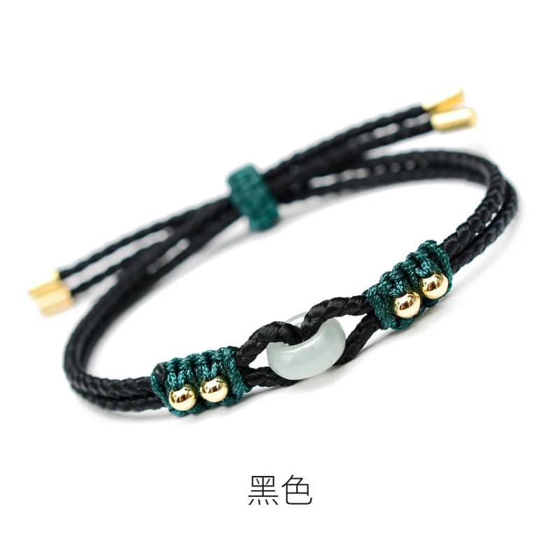 Nouveau Bracelet en Jade Birman avec Pendentif Ping An, Fait Main, Style National Chinois, Cordon Ré