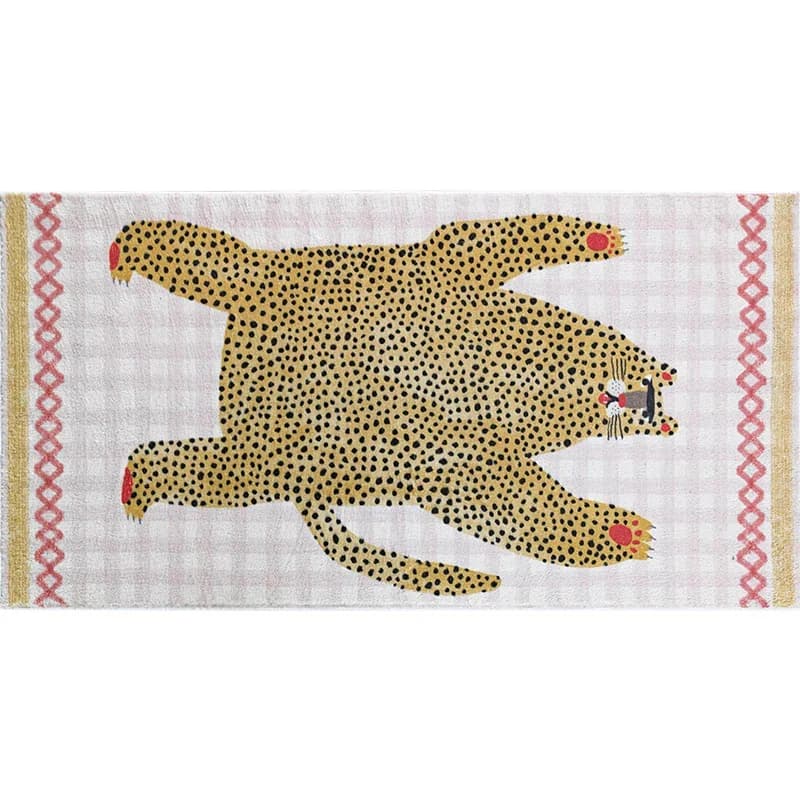 Tapis en peluche de grande surface pour chambre à coucher, tapis doux, animal mignon, léopard, salle