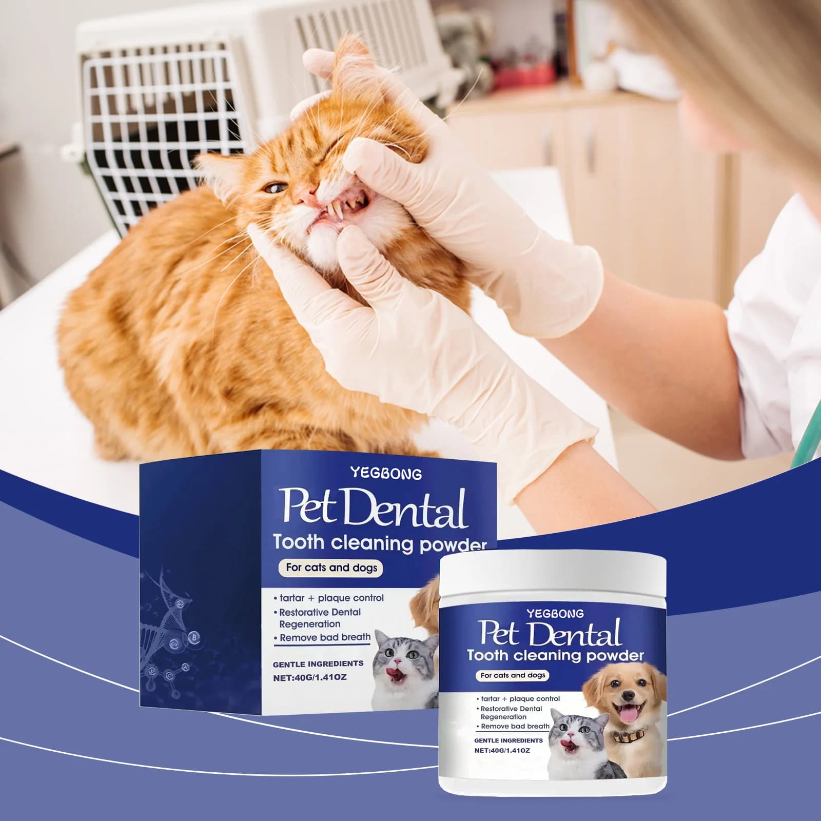 Poudre dentaire pour l'élimination du tartre des animaux de compagnie, nettoie les dents d'animaux,