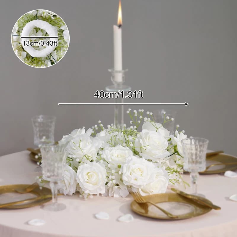 Couronne de Souffle de Bébé Rose Blanche, Guirxiété de Fleurs, Centre de Table, Décor de Mariage Flo