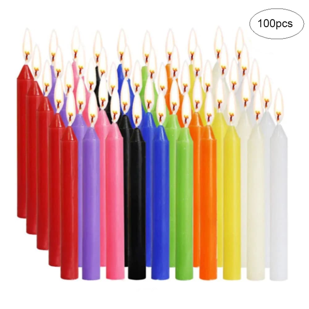 Mini bougies coniques colorées, 100 pièces, idéales pour le lancer des carillons, des rituels, des i