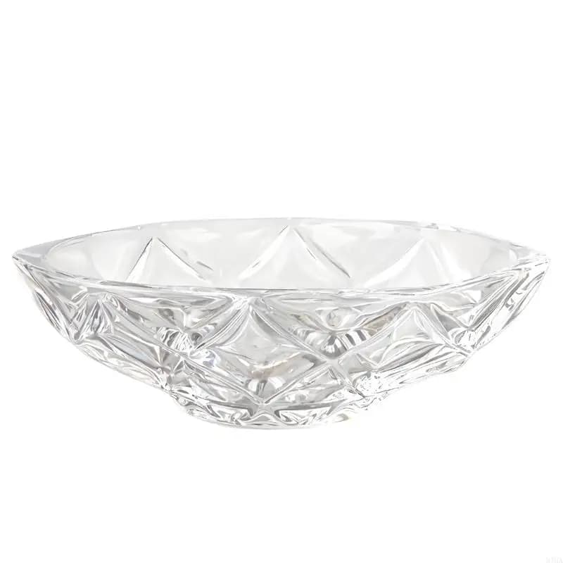Bol à fruits en verre plat service ovale, pièce maîtresse à découpé pour Table à manger, collations