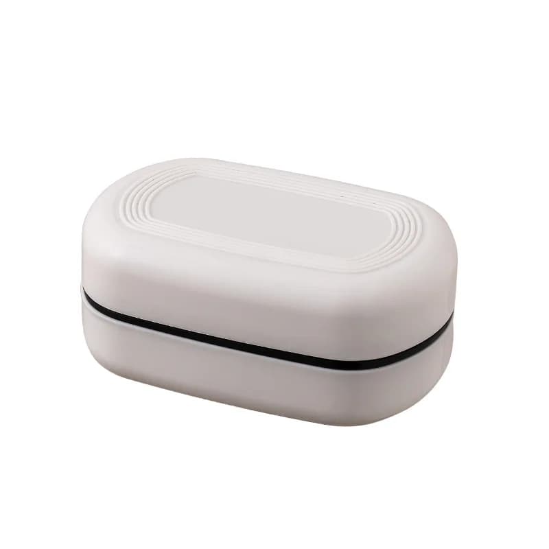 HORegina Portable Black Covered Bamboo Dish, Conteneur de voyage, Boîte pour douche, Double couche,