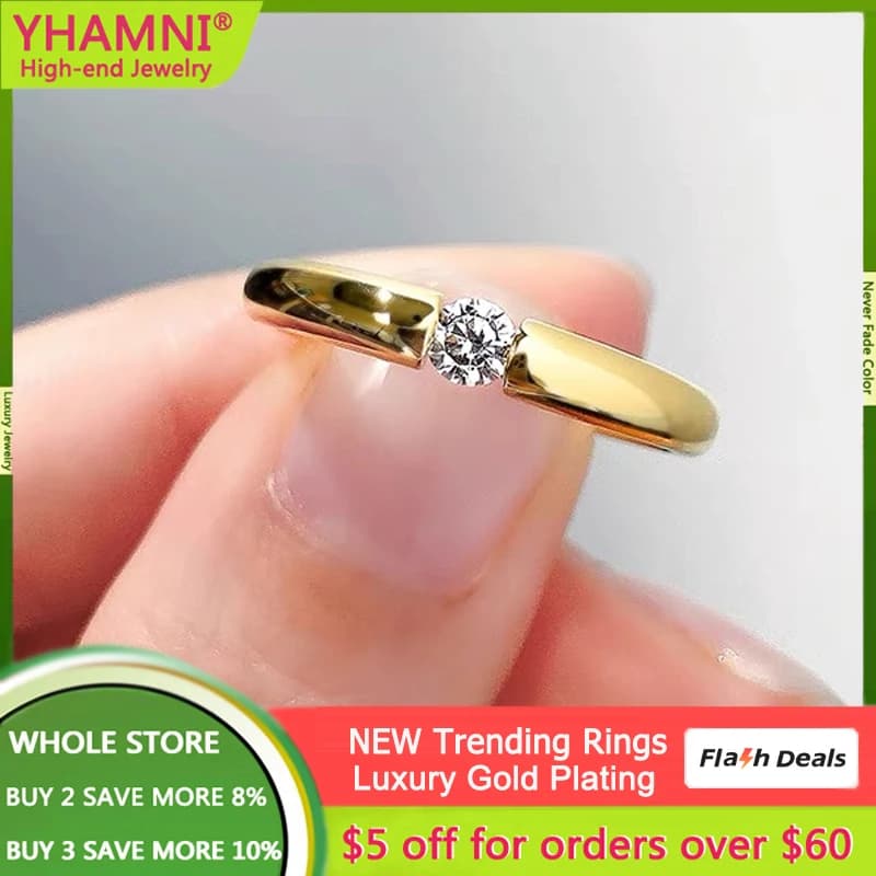 Bague en Zircon plaqué or véritable 14K, sans allergie, nouvelle mode, exquise, élégante, bracelet d