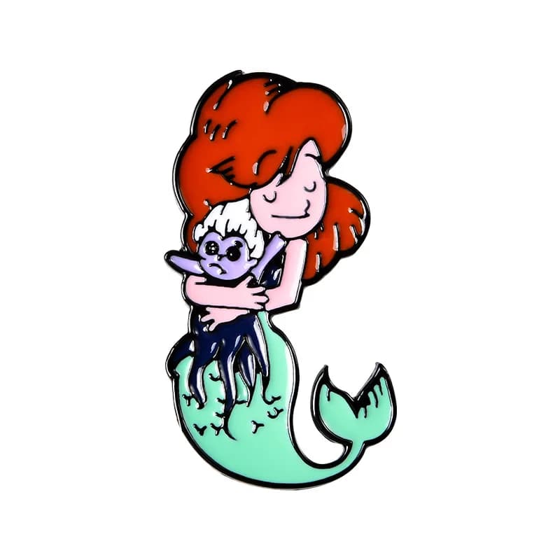 Épinglette émaillée sirène personnage de dessin animé, accessoires de mode pour femmes, badges de re