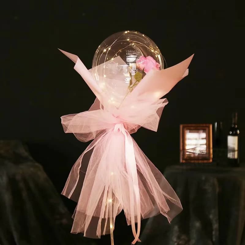Bouquet de roses lumineuses à LED Shoous, ballons transparents, fleur pour fête de mariage, décorati