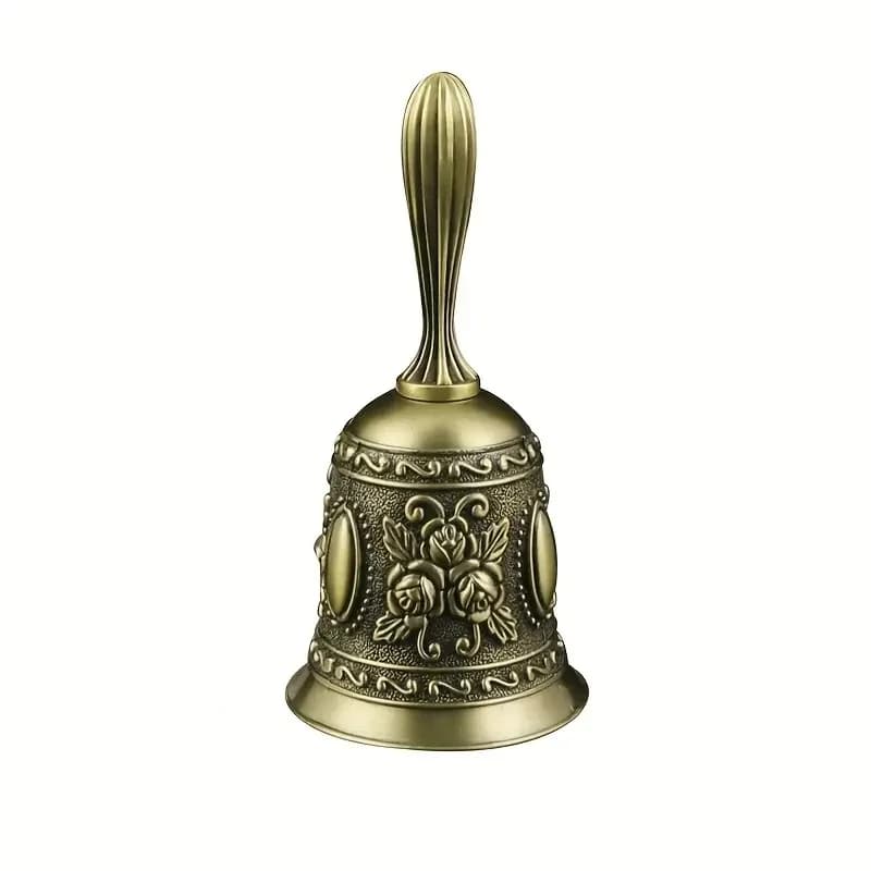 Cloche vintage en bronze sculptée à la main, cloche décorative, cloche de service portative pour res