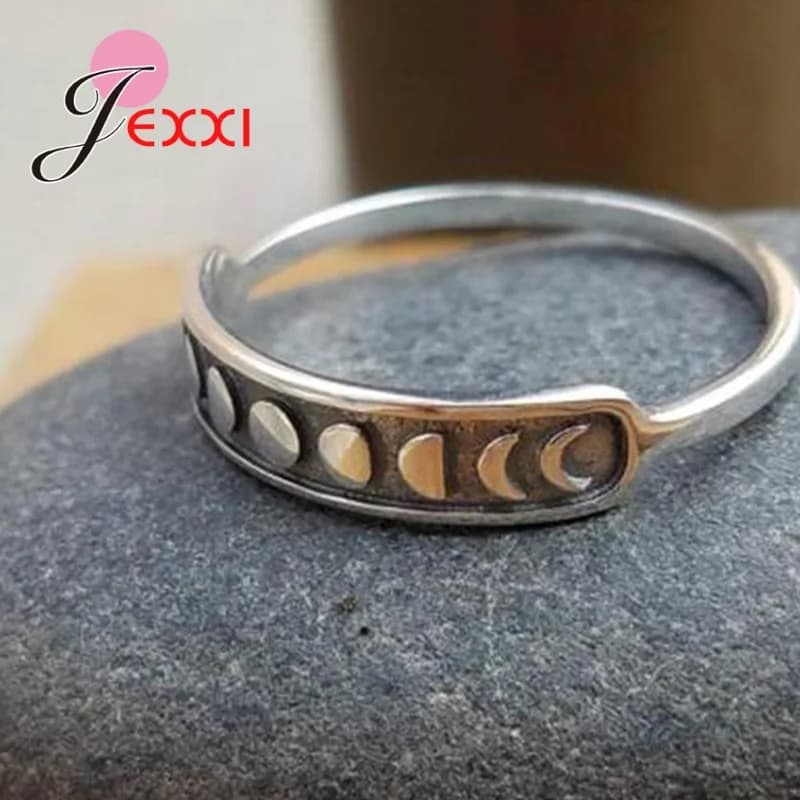 Bagues créatives en argent Sterling 925 pour femmes, bijoux antiques, style bohème, lune, Vintage, à