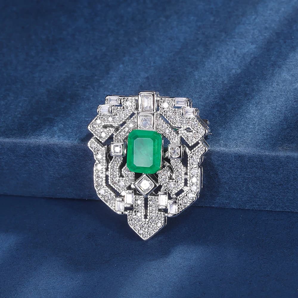 Broches de rubis émeraude pour femmes, tendance de luxe, 8x10mm, pierres précieuses Vintage, diamant