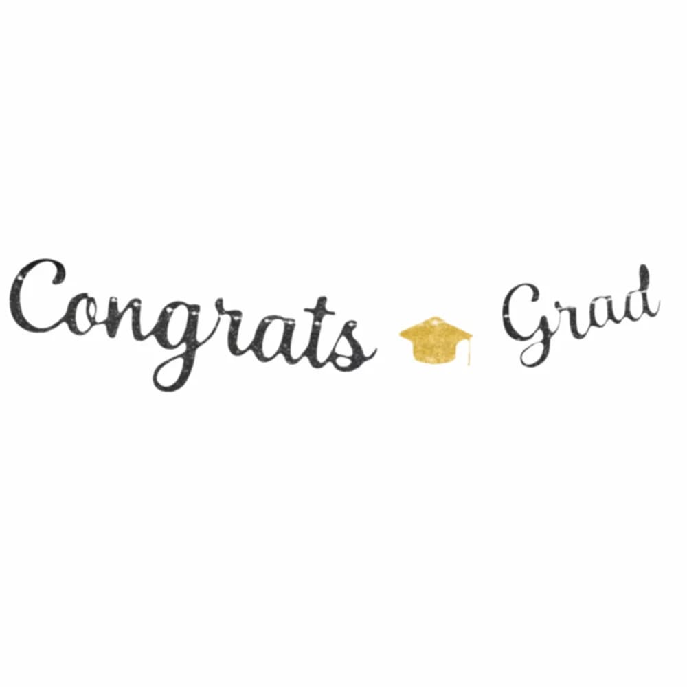 Guirlande de fête de remise des diplômes à paillettes, guirlande dorée scintillante réutilisable, ba