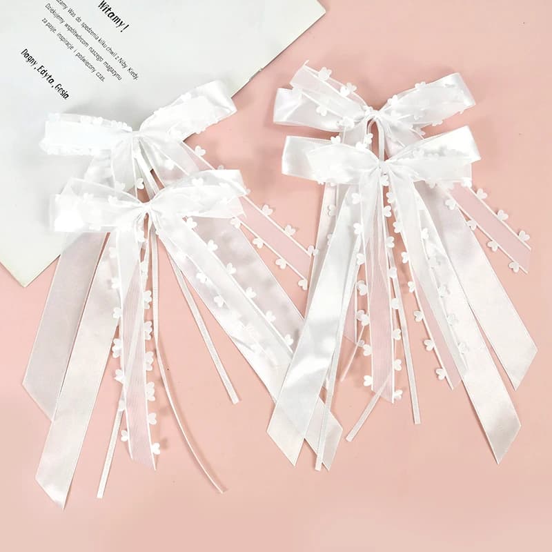 10/20 pièces de ruban à nœuds blancs pour mariage, décoration de mariage, DIY, nœuds pour chaises de