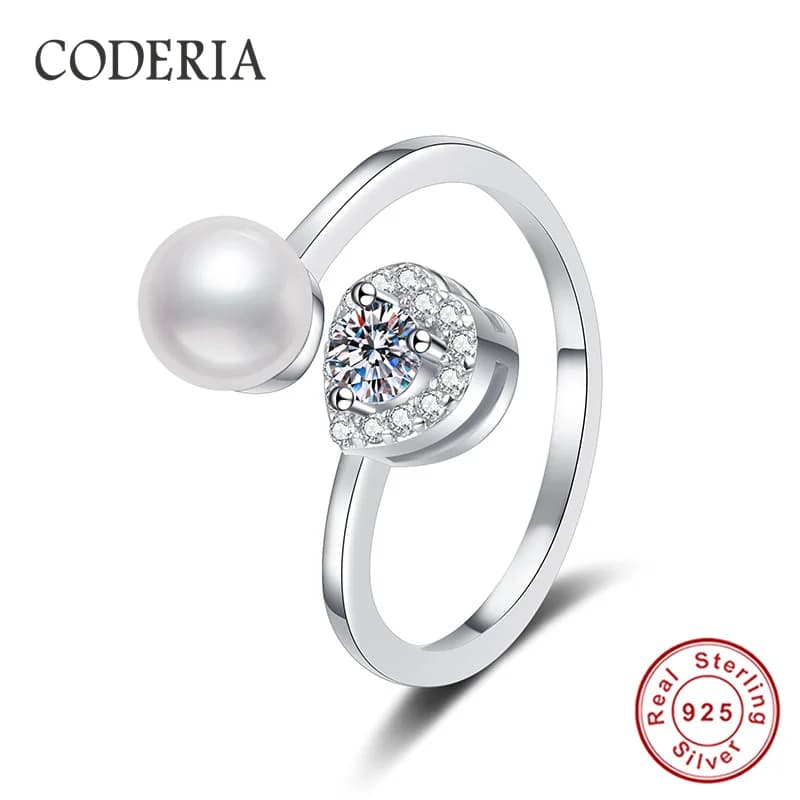Bague Moissanite en argent S925 pour femme, cadeau d'anniversaire et de mariage, perle d'eau douce n