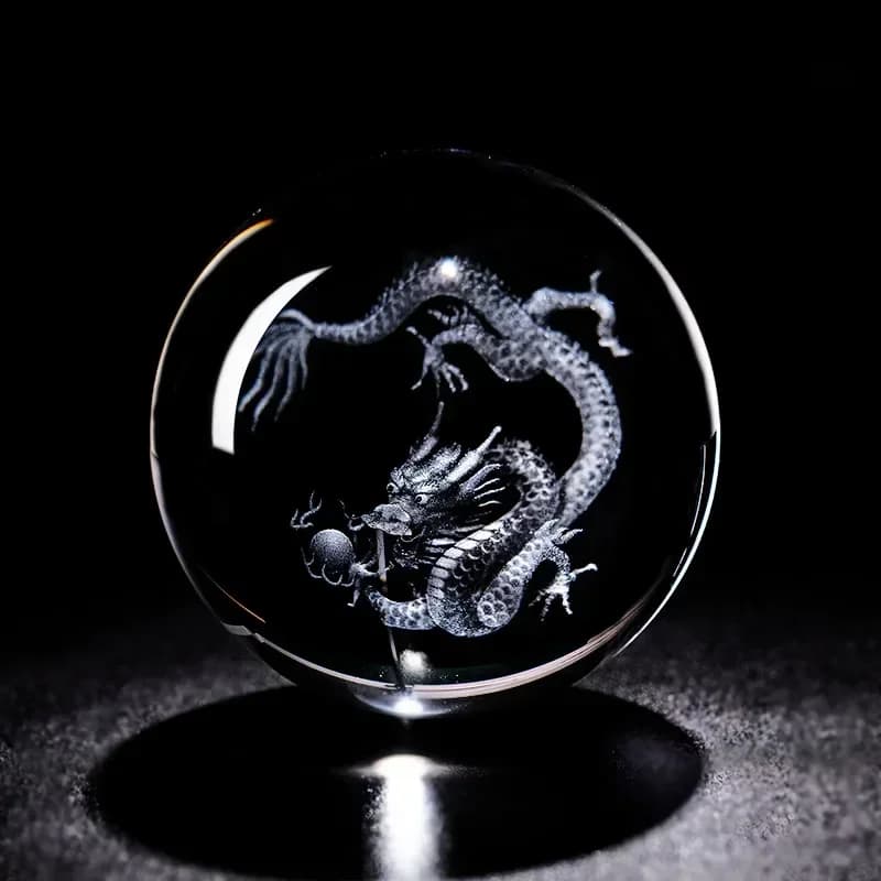 Boule de cristal 3D, graver au Laser, spécimens créatifs Feng Shui, sphère de Dragon en verre, Globe