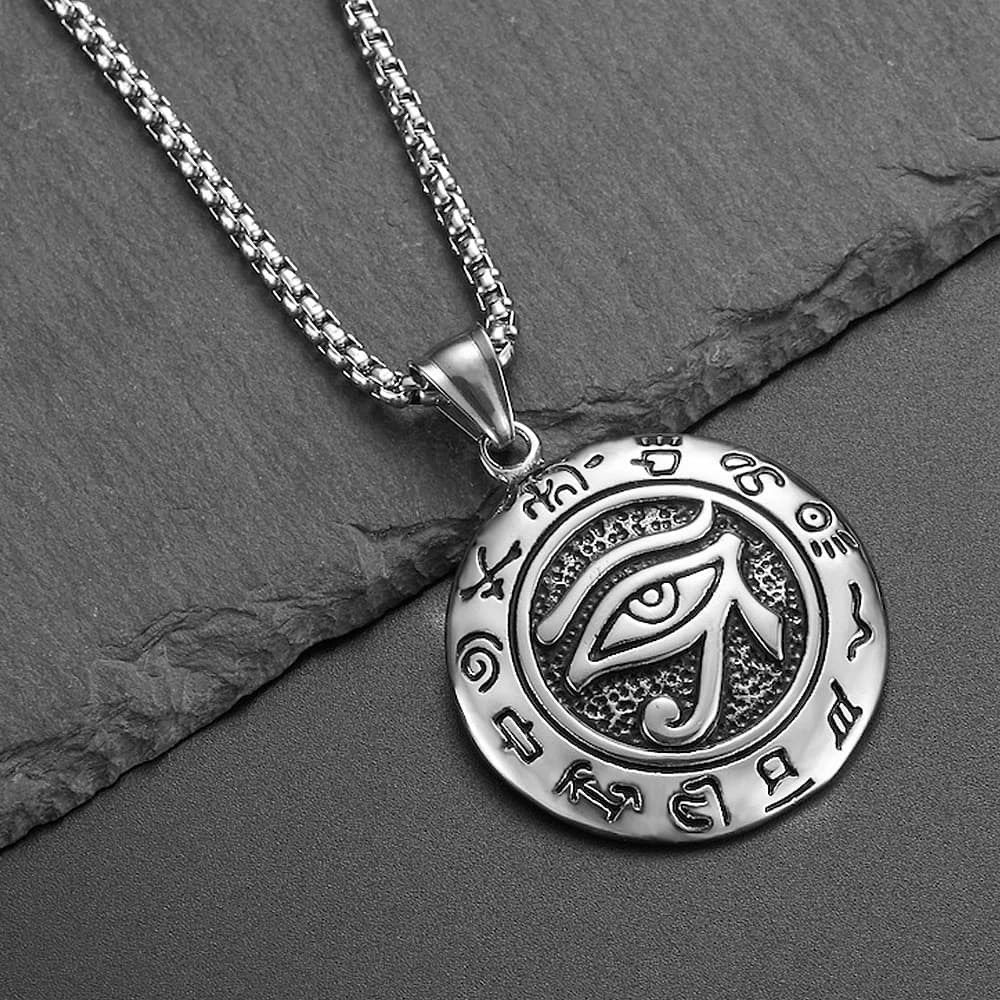Collier pendentif œil d'horus en acier inoxydable, Vintage, pharaon égyptien, amulette Rune, collier
