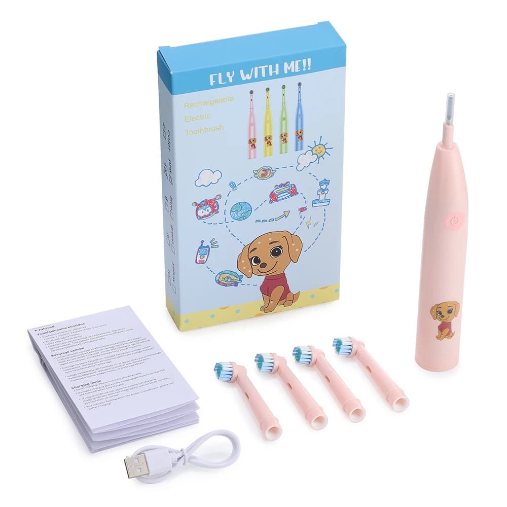 Brosse à dents électrique rotative pour enfants, 5 modes de nettoyage, rechargeable, brosse à dents 