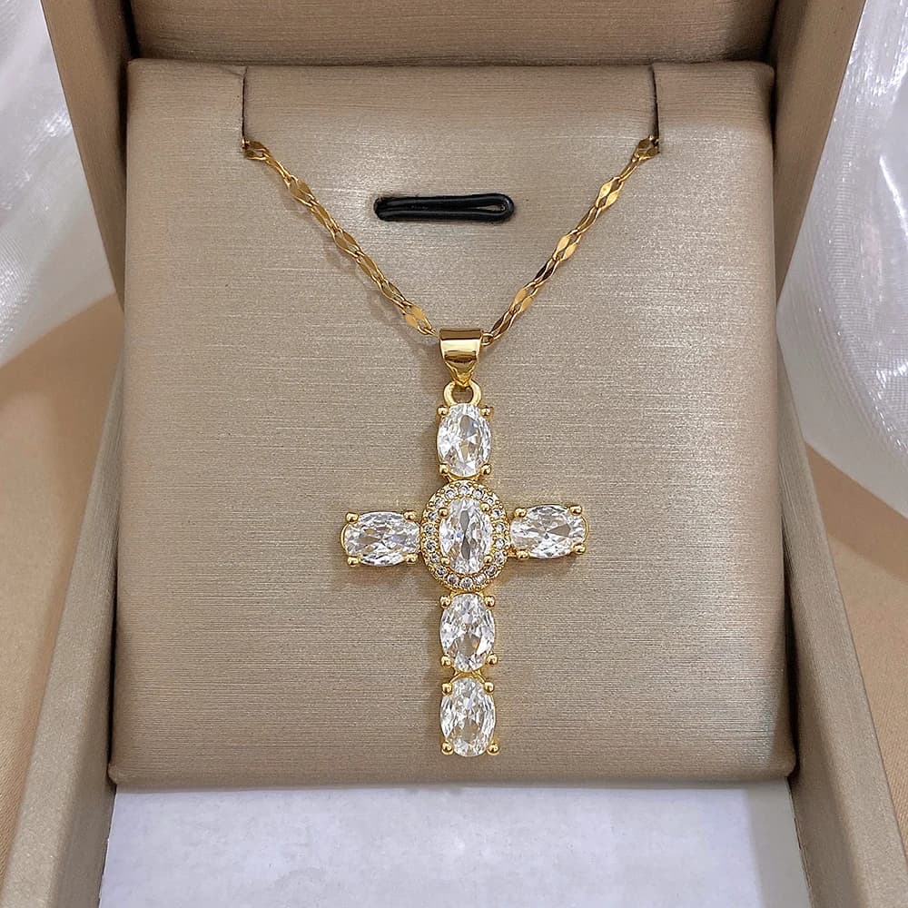 Collier religieux en Zircon coloré pour femmes et hommes, prière de jésus, collier en cuivre plaqué 