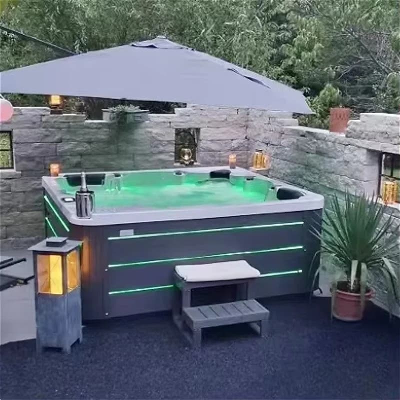 Spa de bain à remous en acrylique sur mesure pour 6 personnes, autoportant, extérieur, avec 52 jets 