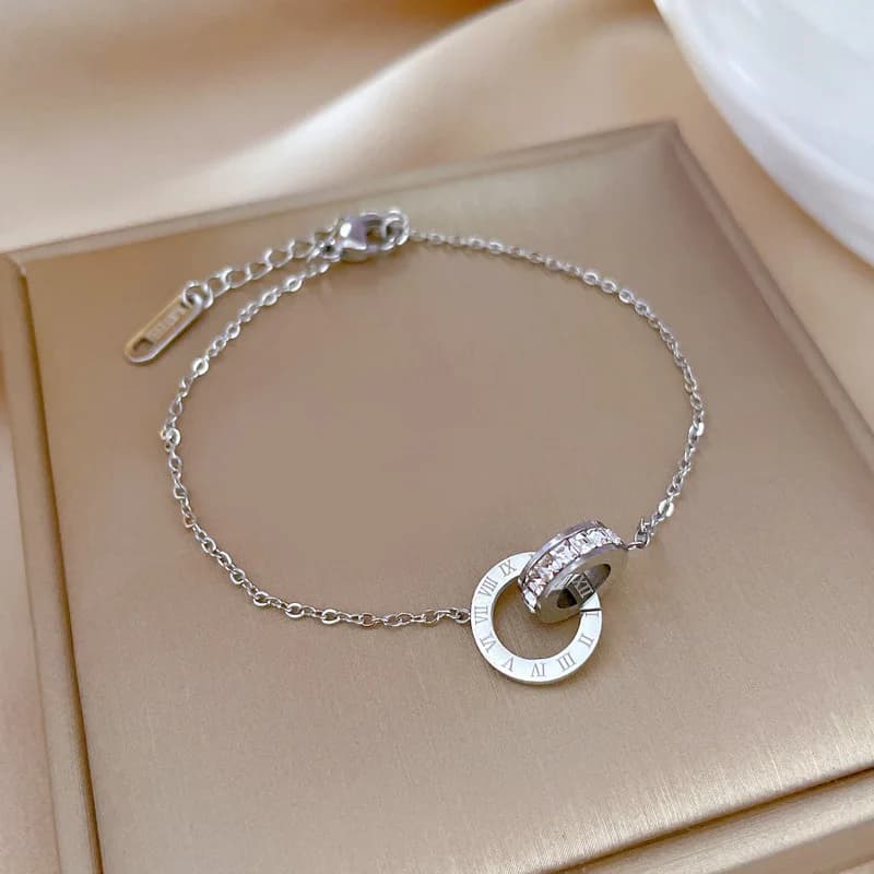 Bracelet de luxe en acier inoxydable plaqué or, Zircon éblouissant pour femmes et filles, Design de 