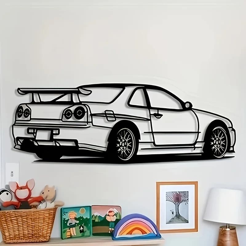 Décoration de pièce : Art mural en métal pour voiture modèle R – Accent parfait pour la maison, le b