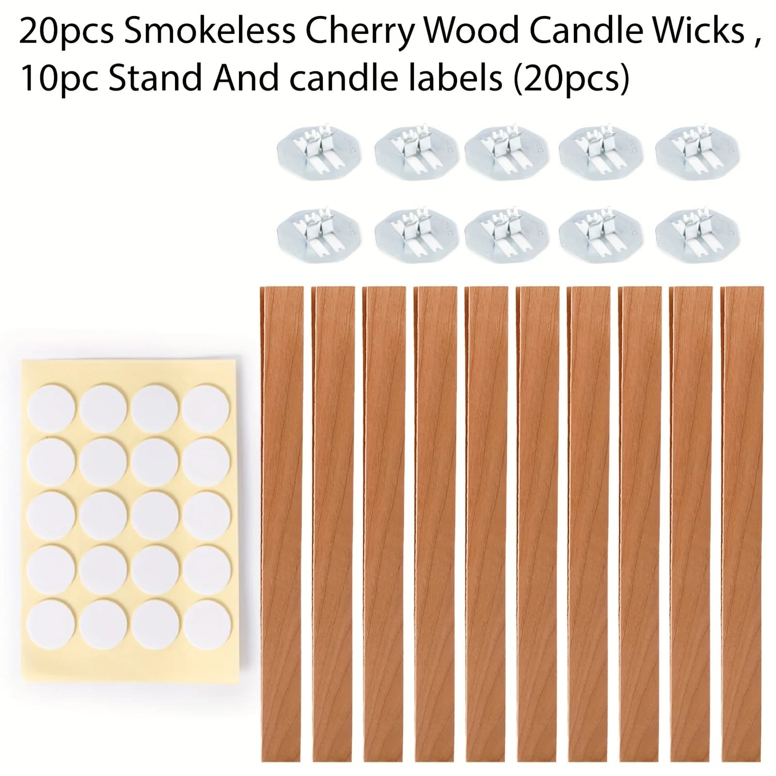 Mèches de bougie en bois sans fumée, combustion facile à la flamme, longue durée, 10 supports, 10 po