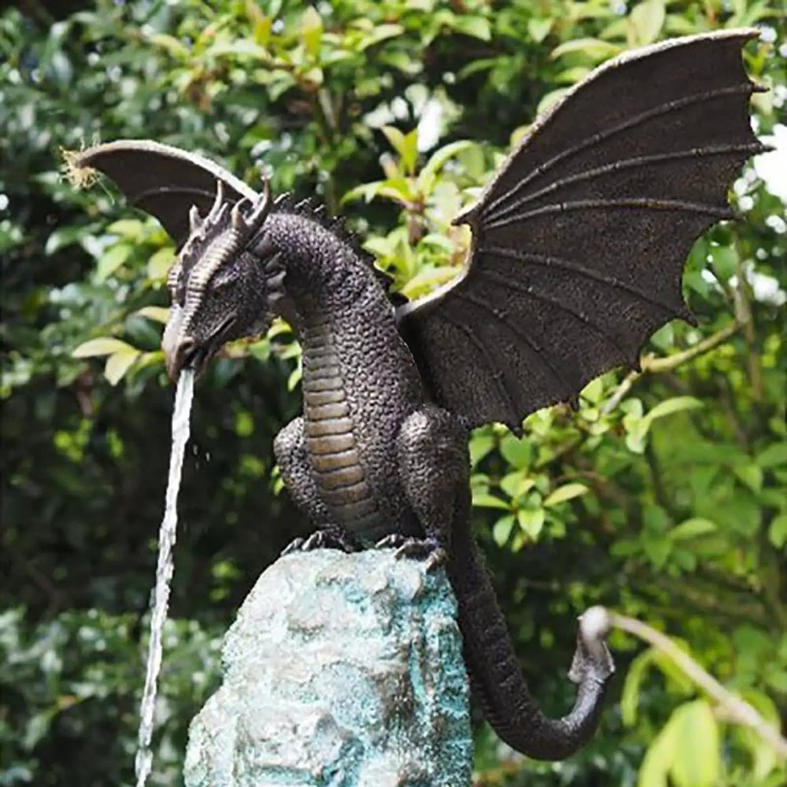 Fontaine Dragon Ornementale, Statue de Dragon de Jardin, Fontaine Dragon en Résine, Sculpture Aquati