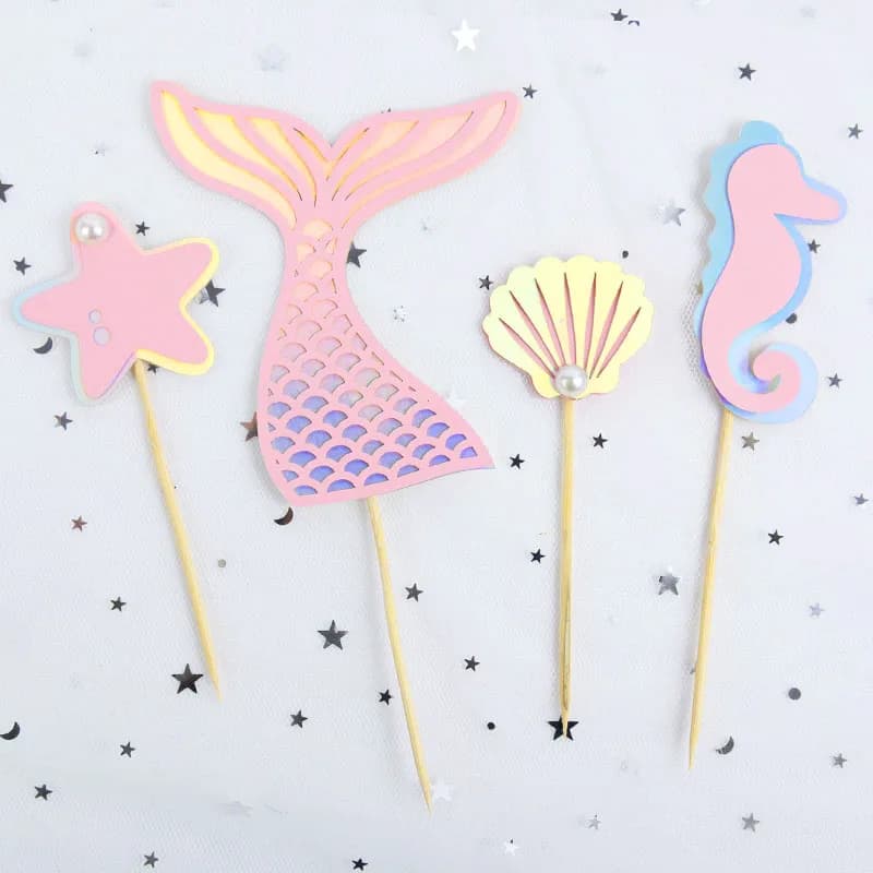 Décorations de fête de sirène, décoration de gâteau de fille du monde océan pour enfants, décoration