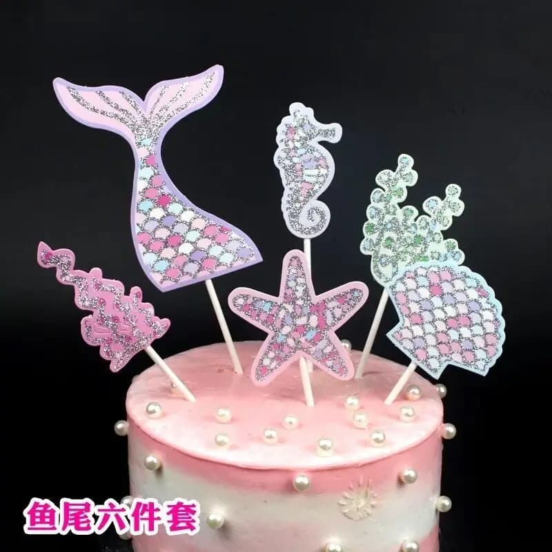 Décoration de gâteau sirène pour fête d'anniversaire de filles, ornement de gâteau princesse, étoile