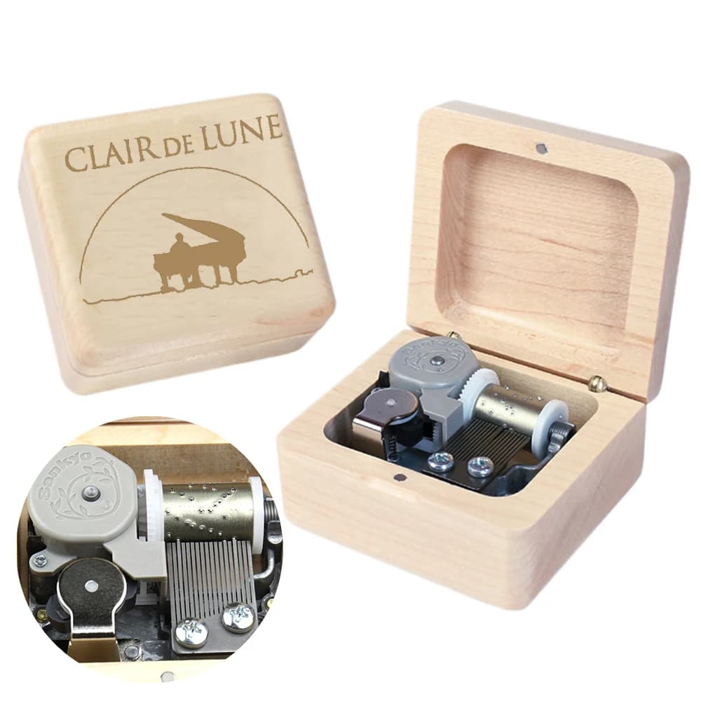 Rosiking-Boîte à Musique Vintage en Bois d'Érable pour Fille, Horloge, Cadeau de Noël et d'Anniversa