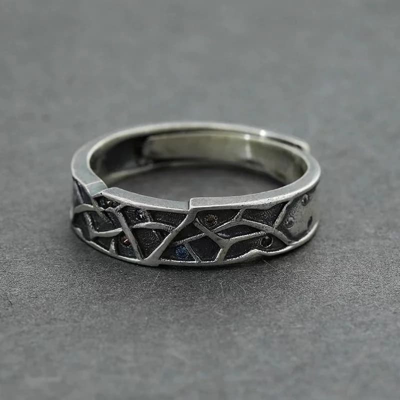 Bague en argent 925 vintage pour hommes, bijoux de couple, bague en pierre de lignes croisées de tem