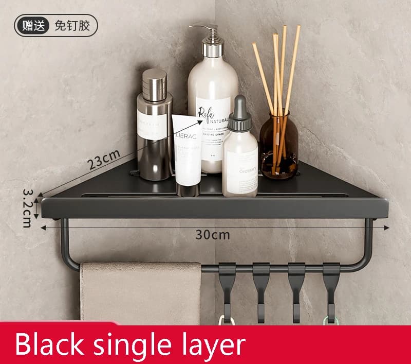 HOShelf-Étagère d'angle murale en alliage d'aluminium, rangement pour shampooing et maquillage, acce