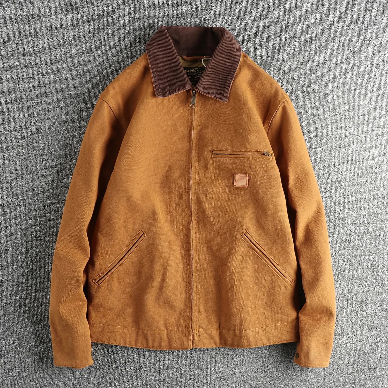 Veste Vintage Tendance en Toile Délavée pour Homme, Manteau de Travail en Tissu