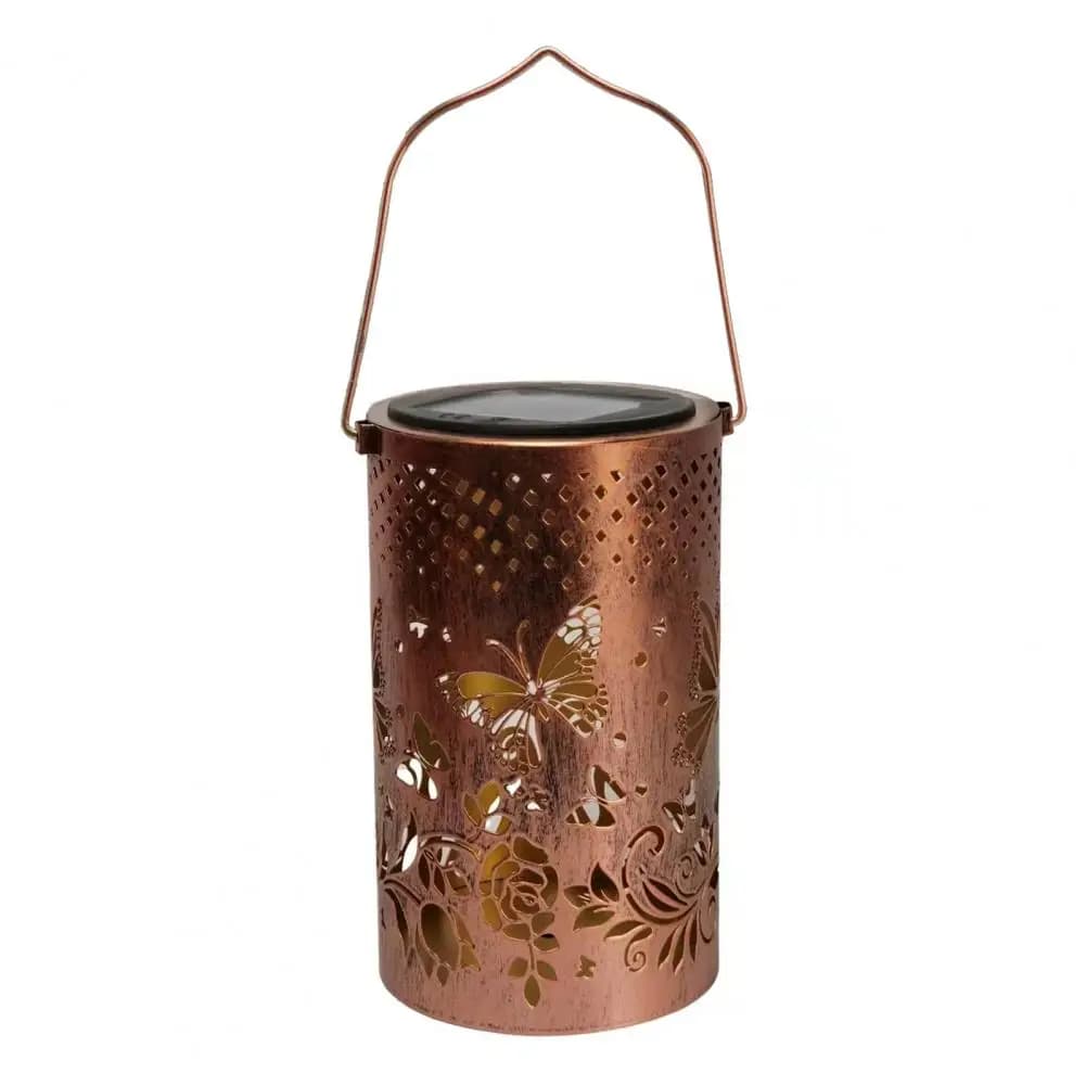 Lanternes solaires décoratives de jardin, imperméables, en métal, à motif floral, lumière ambiante c