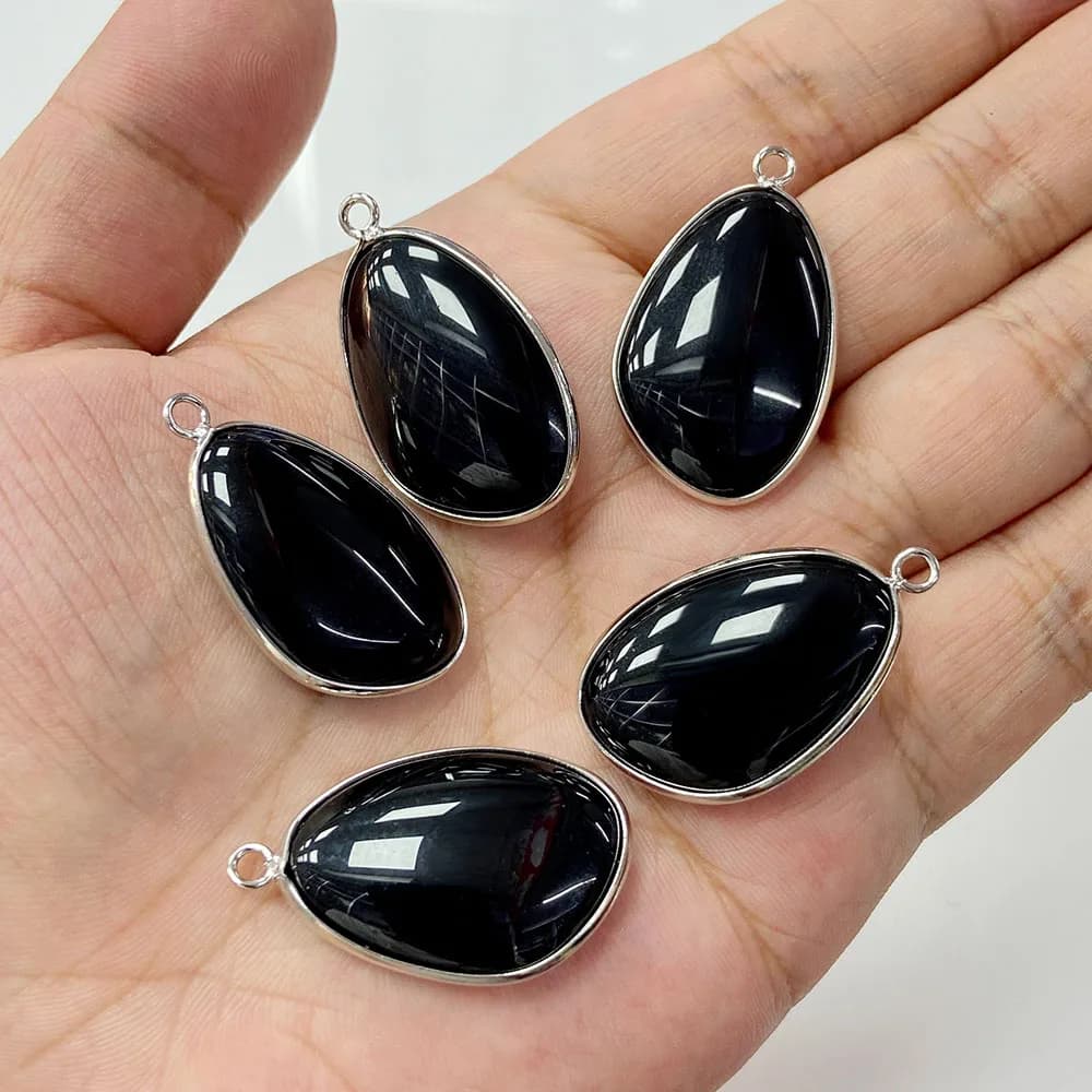 2pcs 20x30mm, pierres précieuses en cristal naturel, pendentif en pierre minérale, collier boucles d