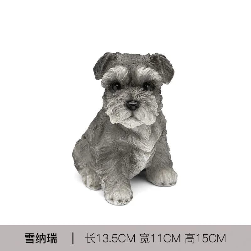 Figurines créatives en résine de chien Schnauzer, simulation, décoration d'intérieur, ornement de ch