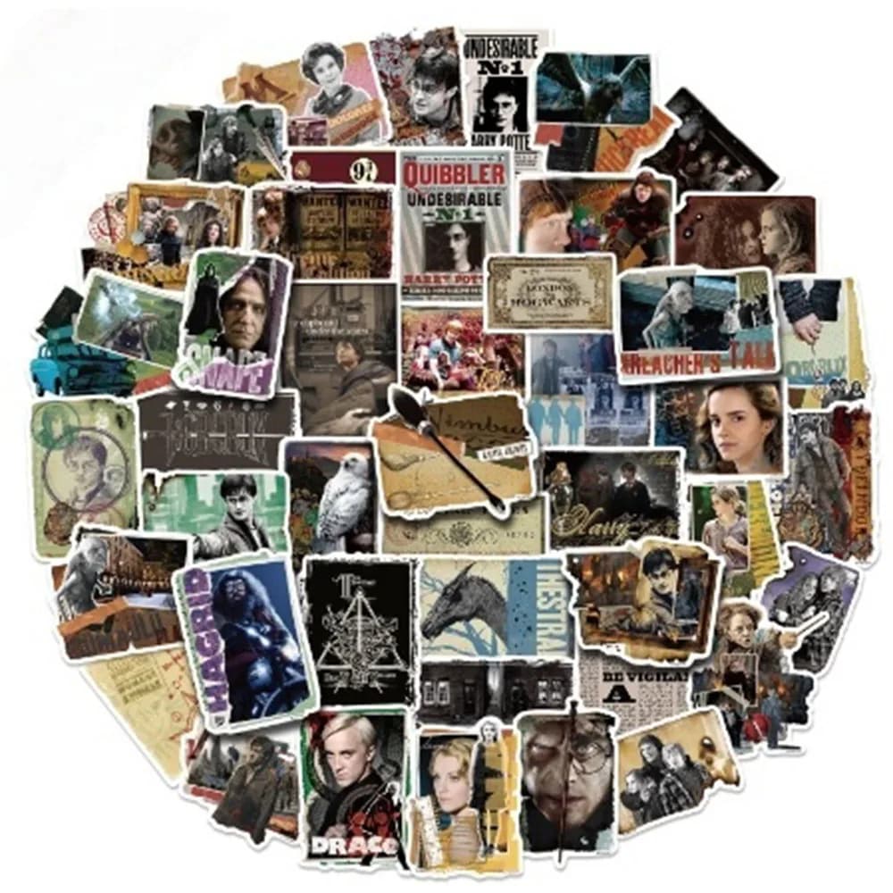 Autocollants Harry Potter authentiques, 50 pièces, Version Q, dessin animé Hermione Malfoy, film Sti