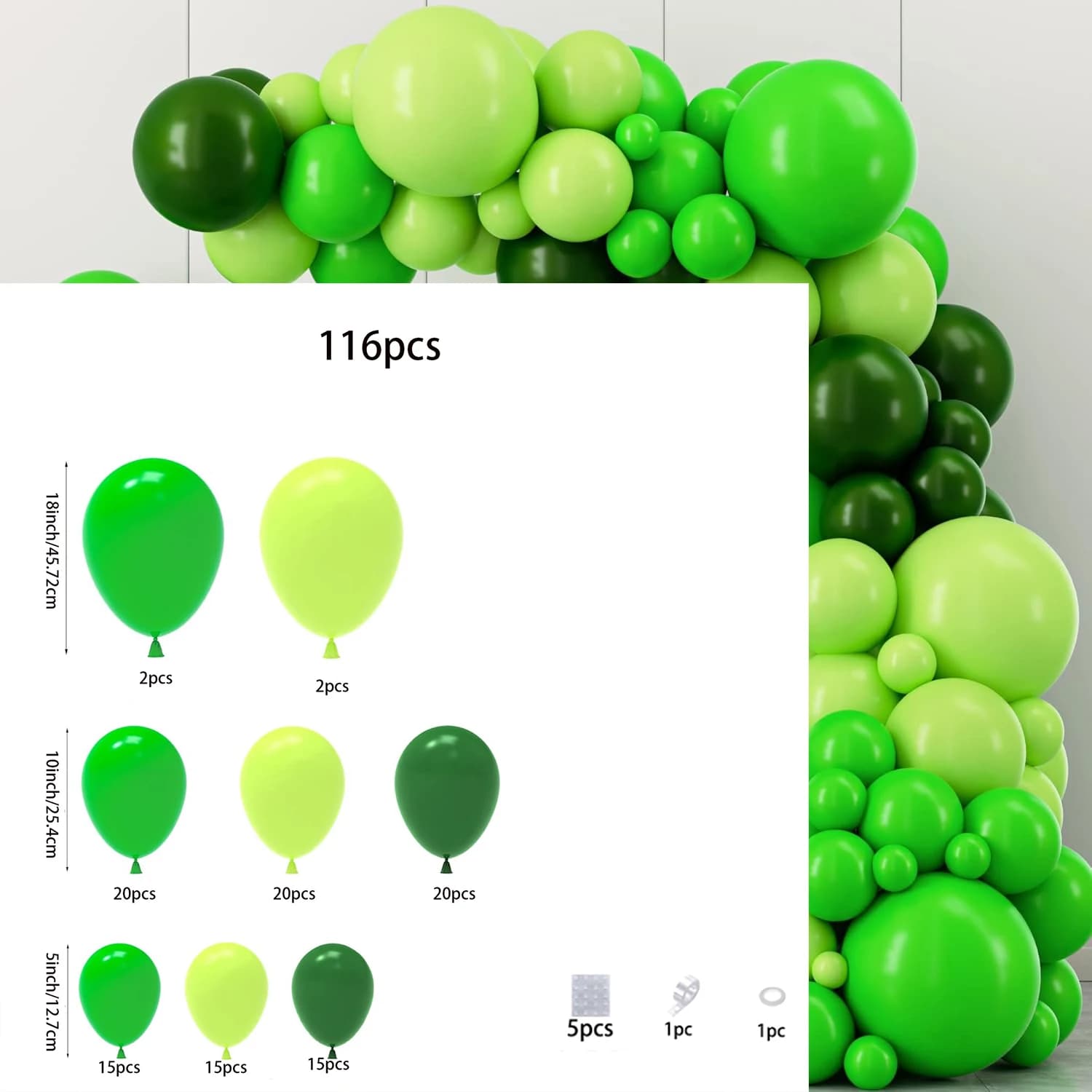 Ensemble d'arc de guirlande de ballons verts, pour mariage, remise de diplôme, anniversaire, fête d'