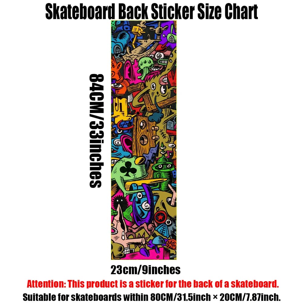 Autocollant imprimé sur le dos du skateboard, 1 9 × 33 "Trend Color Cartoon Graffiti", autocollant d