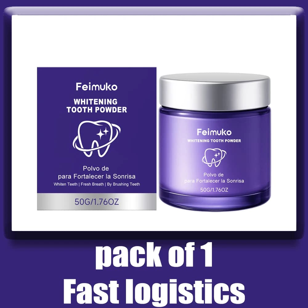 Poudre blanchissante pour les dents, formule éclaircissante violette. Brossez pendant 2-3 minutes pa