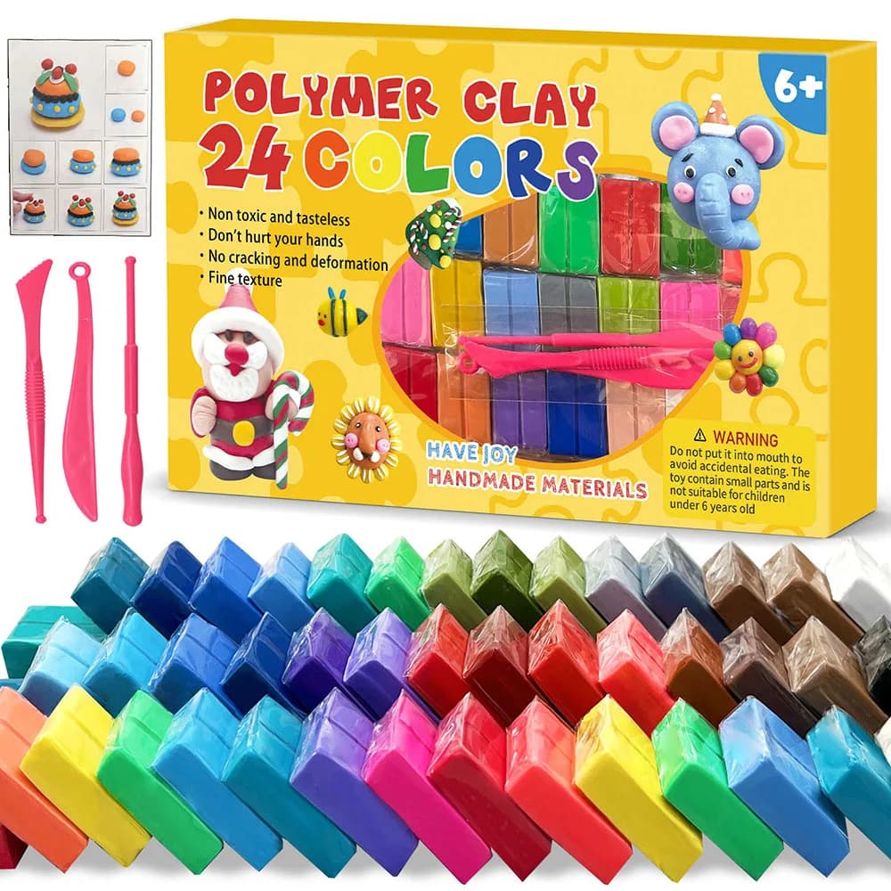 Ensemble de pâte polymère 24 couleurs, non toxique, à cuire au four, pour l'artisanat DIY et la scul