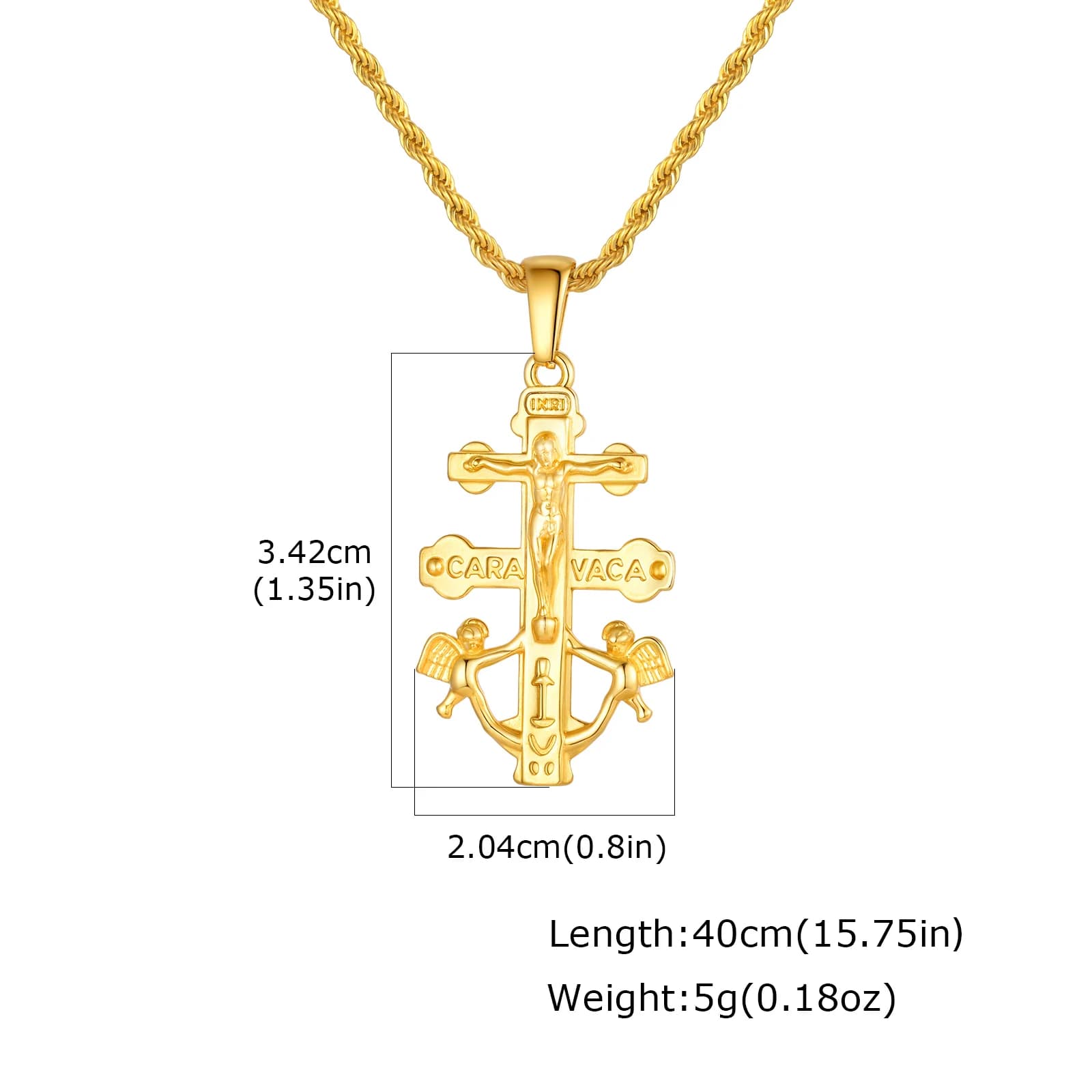 Collier Croix de Caravaca, Pendentif Double Croix Angélique, Bijou Religieux Catholique Chrétien, Am
