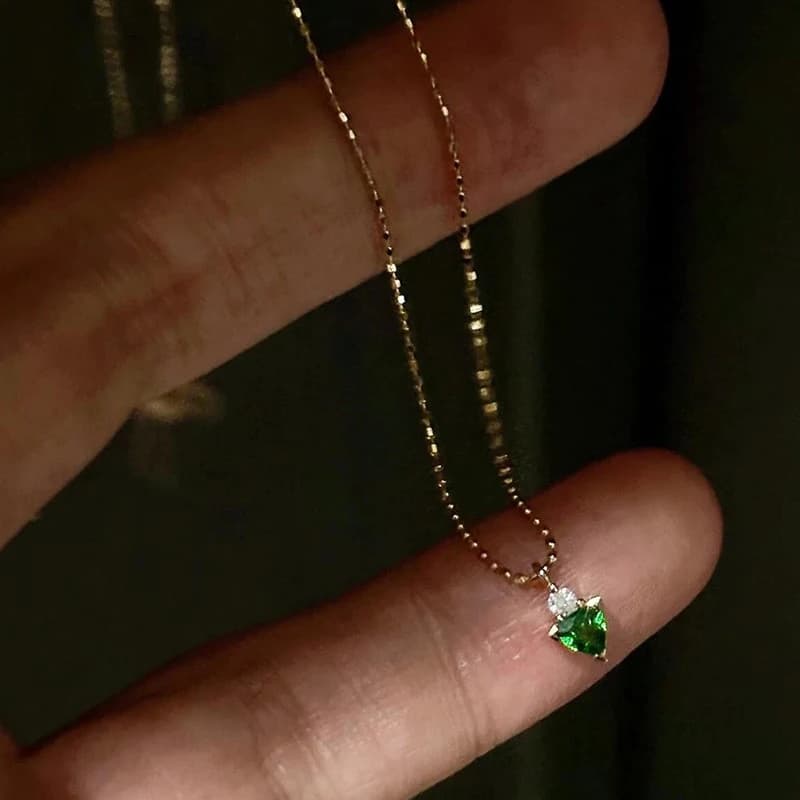 ANENJERY – collier avec pendentif Triangle en Zircon pour femmes, chaîne de clavicule, délicat, Vint